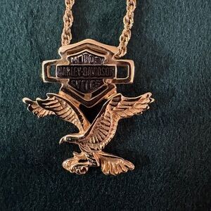 Harley-Davidson 14 k Gold and Black Eagle Necklace